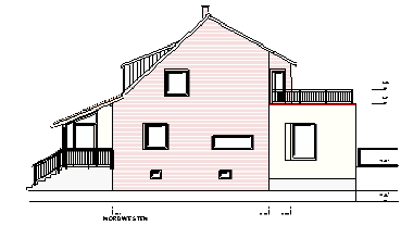 Zwei Anbauten: links: Windfang; rechts: Wohnraumerweiterung